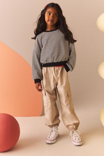 Striped sleeve sweatshirt discount