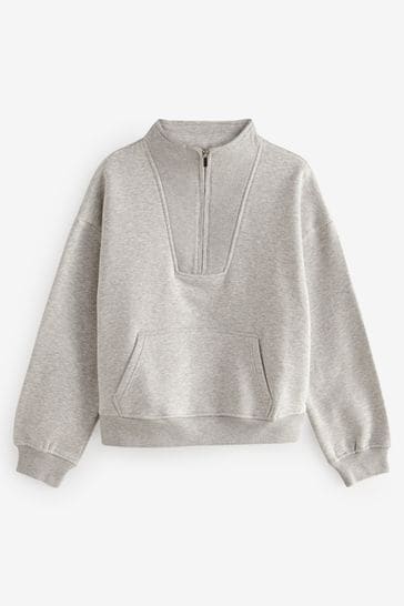 Buy Grey Soft Heavyweight Funnel Zip Neck Sweatshirt from Next Bahrain