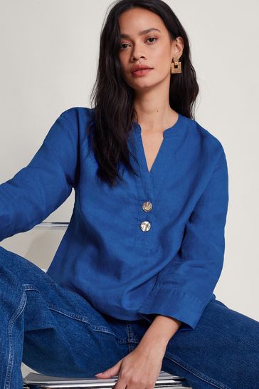 Monsoon Blue Camille Button Top