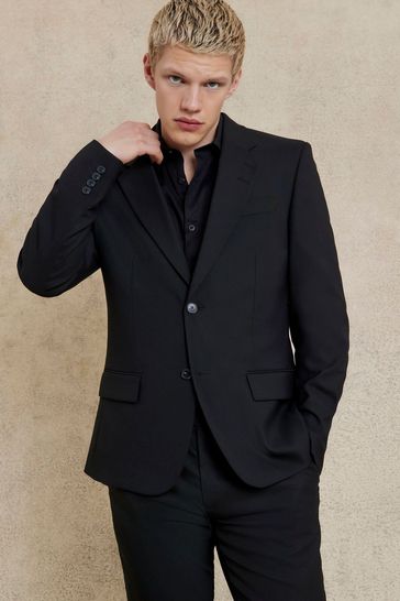 River Island Black Slim Single Breasted Suit: Jacket