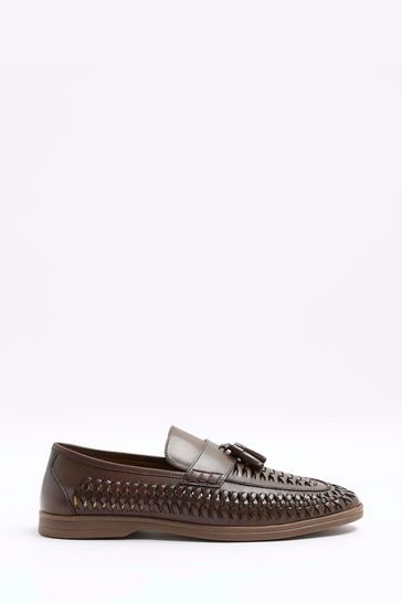 River Island Brown Weave Loafers