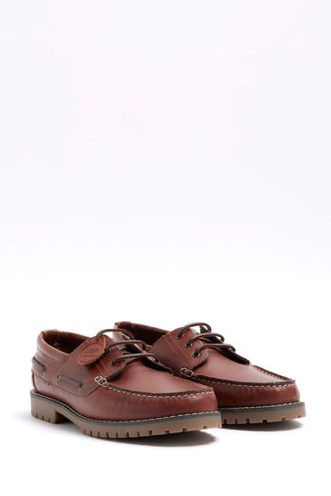 Buy River Island Brown Leather Boat Shoes from Next Kuwait