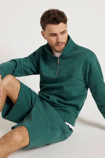 River Island Green Zip High Funnel Neck Jumper