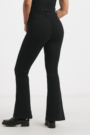 Buy Simply Be Highwaisted Super Stretch Flared Black Jeans from