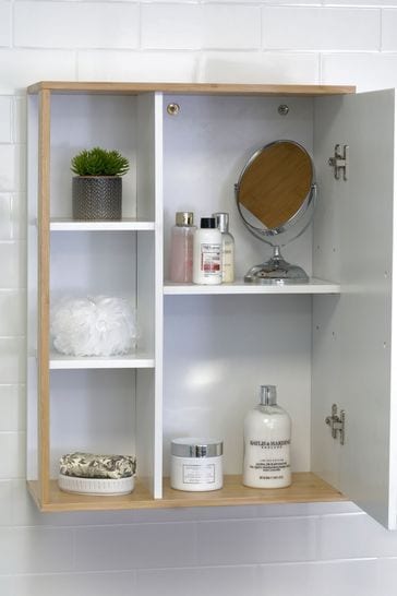 Buy Showerdrape Cassino Bamboo Wall Cabinet with Display Shelves