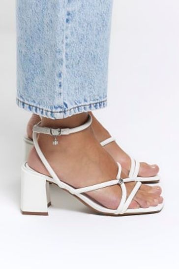 River Island White Clipped Tubular Heeled Sandals