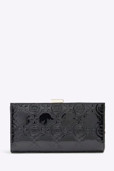 Buy River Island Black Panelled Monogram Clip Top Purse from Next Cyprus