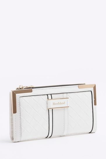 River Island White Embossed Weave Purse