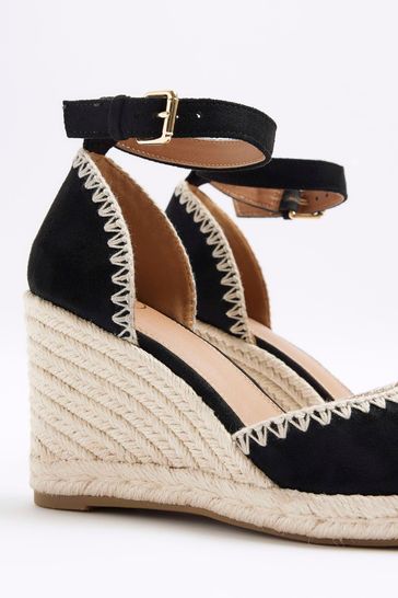 River island black espadrille wedge sale