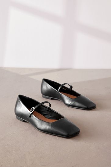 Buy Black Signature Leather Square Toe Mary Jane Shoes from Next Bahrain