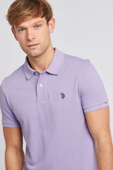 Buy U.S. Polo Assn. Regular Fit Mens Purple Pique Polo Shirt from