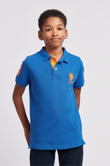 U.S. Polo Assn. Boys Blue Player 3 Pique Polo Shirt