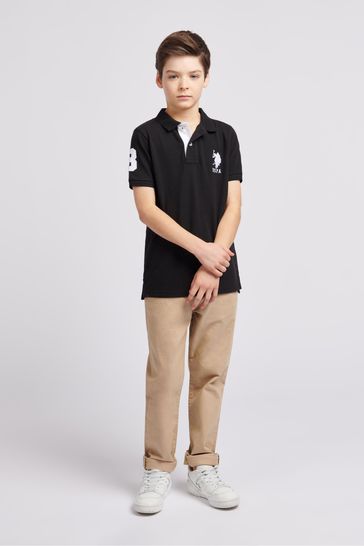Black polo shirt with blue horse sales