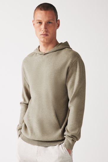 Neutral Overhead Relaxed Knitted Hoodie