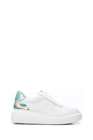 Moda in Pelle Althea Slip on Chunky Wedge White Trainers