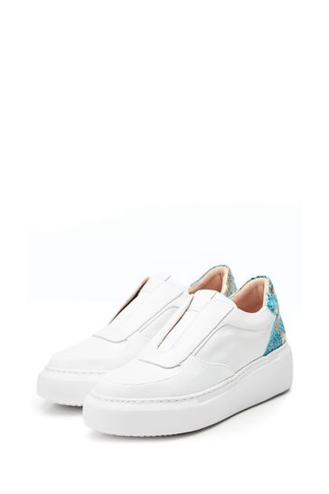 Buy Moda in Pelle Althea Slip on Chunky Wedge White Trainers from