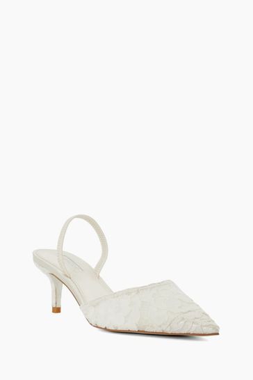 Buy Dune London Cream Compassion Bridal Lace Slingback Kitten Heels from Next Hungary