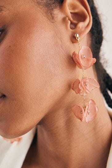 Buy Pink Flower Drop Earrings from Next Egypt
