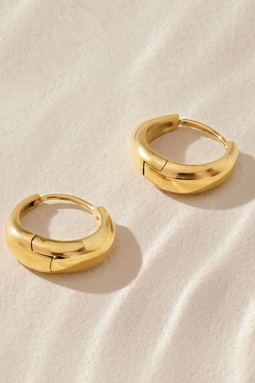 Gold Tone Stainless Steel Huggie Hoop Earrings