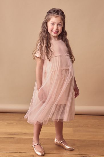 Pink mesh t shirt dress top