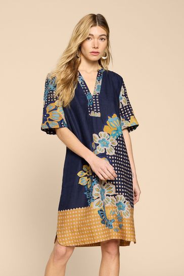 Buy White Stuff Blue June 100 Linen Shift Dress from Next Denmark