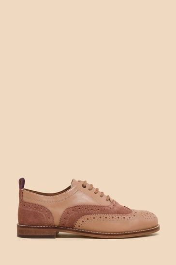 White Stuff Pink Thistle Leather Lace Up Brogue