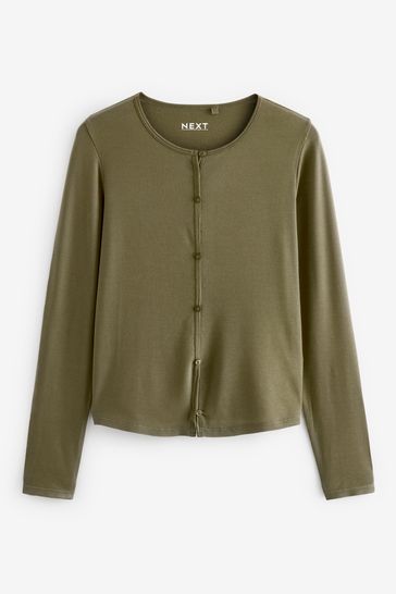 Army green cardigan womens top