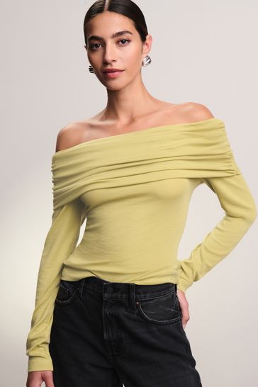 Lime green off the shoulder top deals