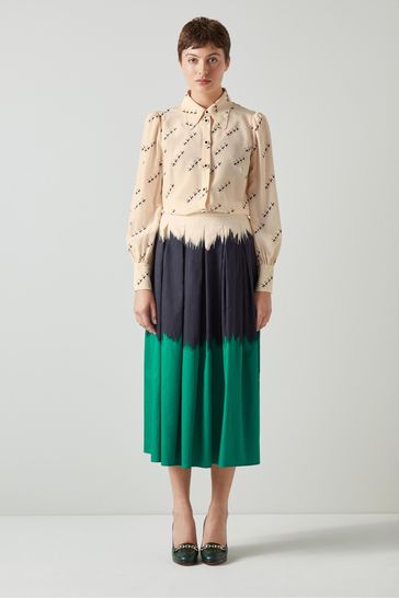LK Bennett Dora Tie Dye Cotton Midi Skirt