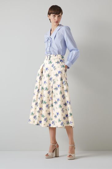 LK Bennett Elodie Bouquet Print Cotton Skirt