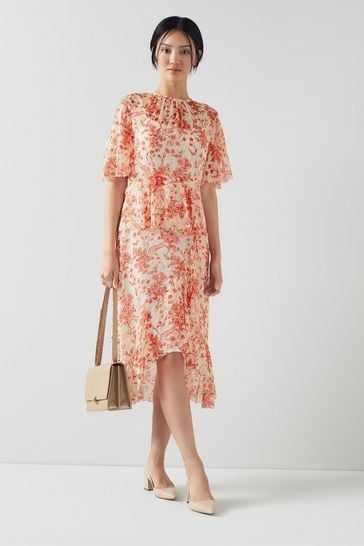 LK Bennett Thea Silk-Viscose Devoré Toile Print Dress