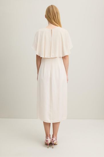 LK Bennett Cream Sadie Cape Detail Dress