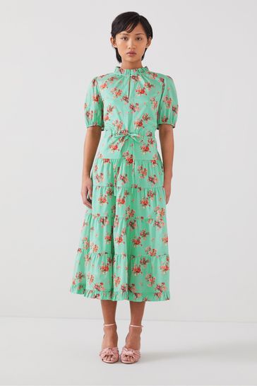 Buy LK Bennett Green Hedy Petite Bouquet Print 100 Cotton Dress from Next Kuwait