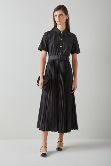 LK Bennett Cally Pleated Shirt Dress