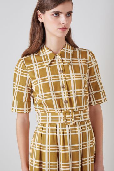 LK Bennett Dora Cotton Dip-Dye Check Shirt Dress