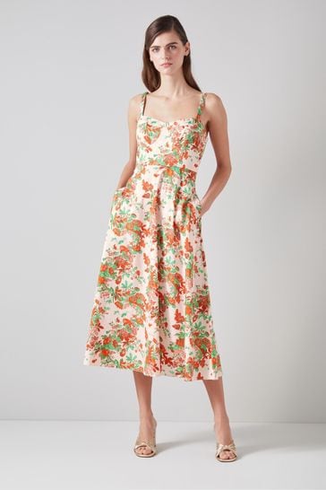 LK Bennett Lucy Neon Garden Organic Cotton Sun Dress