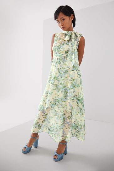 LK Bennett Petite Robyn Neon Garden Print Silk-Blend Dress