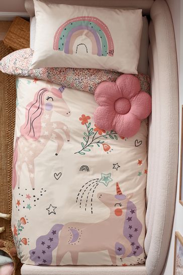 Buy Natural Scandi Unicorn 100 Cotton Duvet Cover And Pillowcase Set from Next Turkey