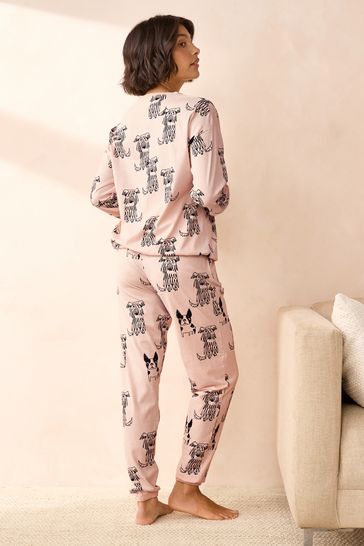 Buy Ecru Cream Sketchy Dog 100 Cotton Long Sleeve Pyjamas from Next Kuwait