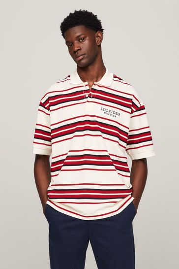 Tommy Hilfiger White/Red Stripe Polo Top