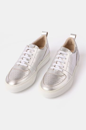 Buy Mint Velvet Silver Leather Trainers from Next Bahrain