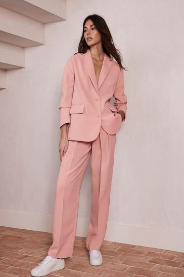 Mint Velvet Pink Tailored Wide Trousers