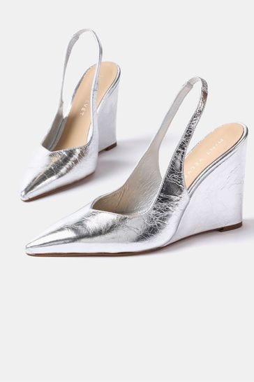 Silver wedge top shoes uk