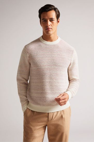 Ted Baker Natural Grouse Textured Crew Neck Jumper