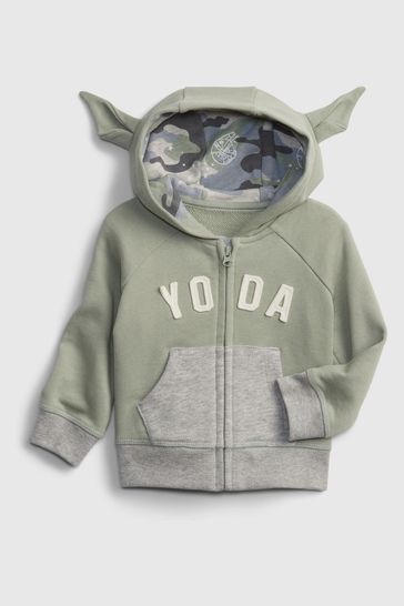 Gap Green Star Wars Grogu Yoda Logo Zip Up Hoodie