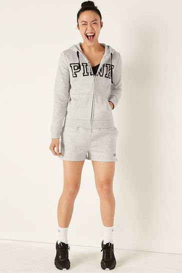 Buy Victoria s Secret PINK Heather Stone Grey Script Hoodie from