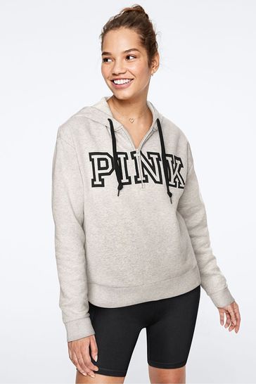 Pink quarter zip hoodie hot sale