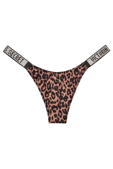Buy Victoria's Secret Beige Leopard Print Thong Smooth Shine Strap Knickers  from Next Sweden