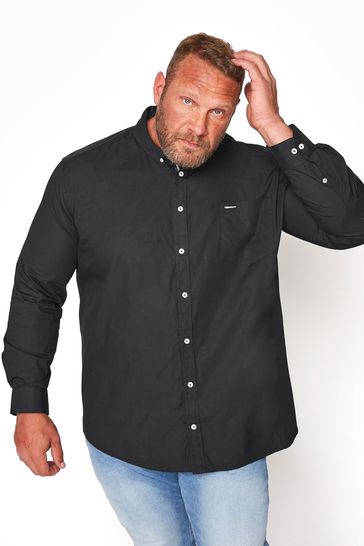 BadRhino Big & Tall Black Cotton Poplin Long Sleeve Shirt