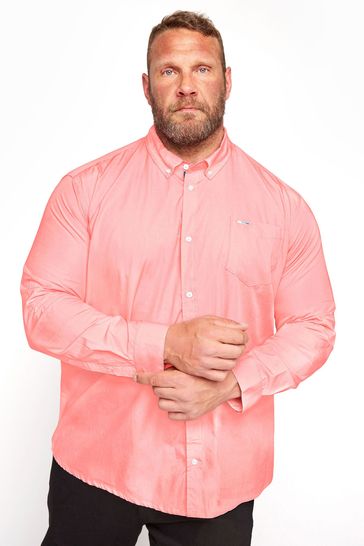 BadRhino Big & Tall Pink Cotton Poplin Long Sleeve Shirt